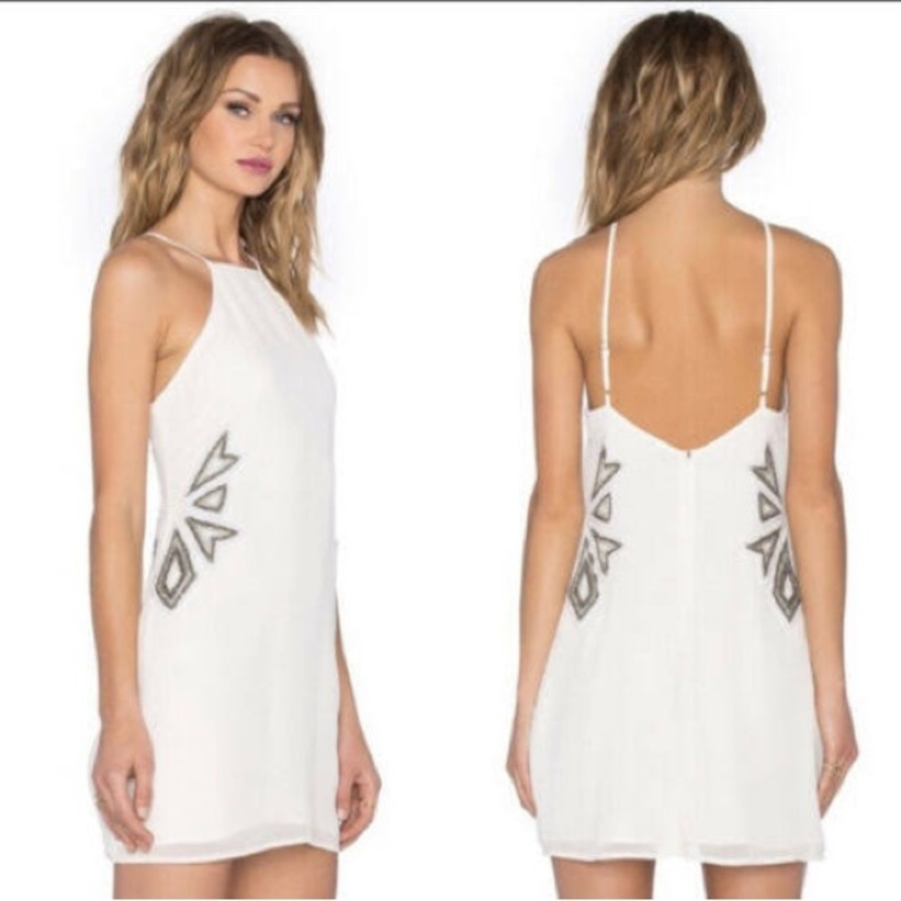 NBD Brand Beaded embellished White two layered evening dress sized XS